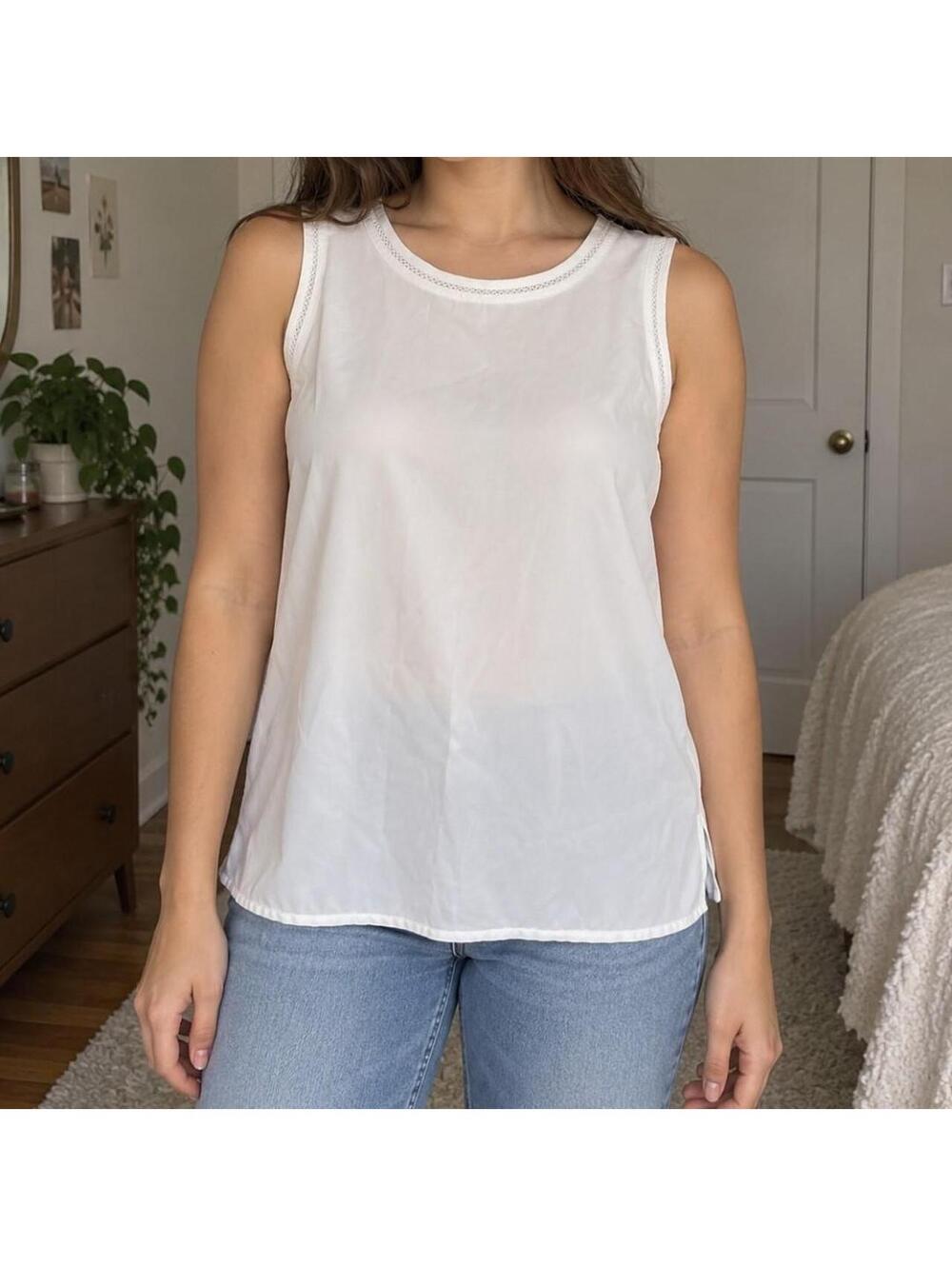 Karen Scott White Sleeveless Blouse Size Large